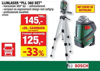 Promoties Bosch lijnlaser pll 360 set - Bosch - Geldig van 23/05/2018 tot 03/06/2018 bij Hubo