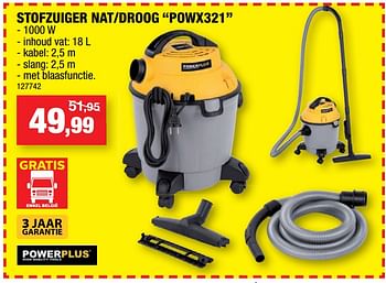 Promotions Powerplus stofzuiger nat-droog powx321 - Powerplus - Valide de 23/05/2018 à 03/06/2018 chez Hubo