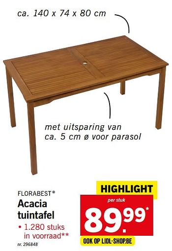Promoties Acacia tuintafel - Flora  Best - Geldig van 28/05/2018 tot 02/06/2018 bij Lidl