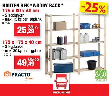 Promoties Houten rek woody rack - Practo - Geldig van 23/05/2018 tot 03/06/2018 bij Hubo
