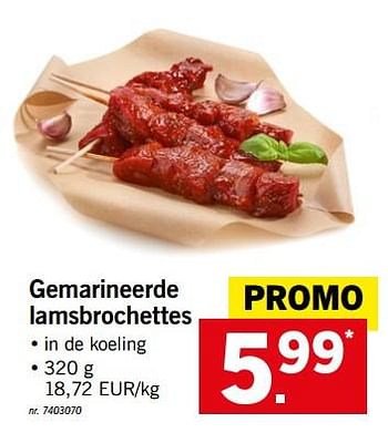Promoties Gemarineerde lamsbrochettes - Huismerk - Lidl - Geldig van 28/05/2018 tot 02/06/2018 bij Lidl
