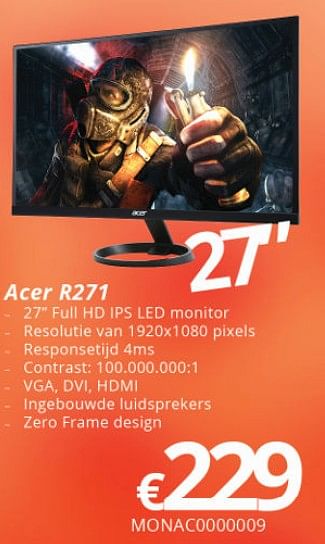 Promoties Acer r271 - Acer - Geldig van 16/05/2018 tot 30/06/2018 bij Compudeals