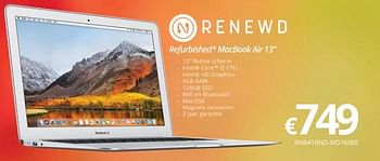 Promoties Apple refurbished macbook air - Apple - Geldig van 16/05/2018 tot 30/06/2018 bij Compudeals