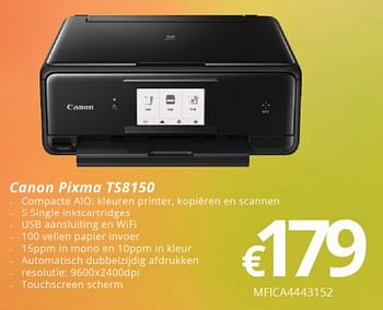 Promoties Canon pixma ts8150 - Canon - Geldig van 16/05/2018 tot 30/06/2018 bij Compudeals