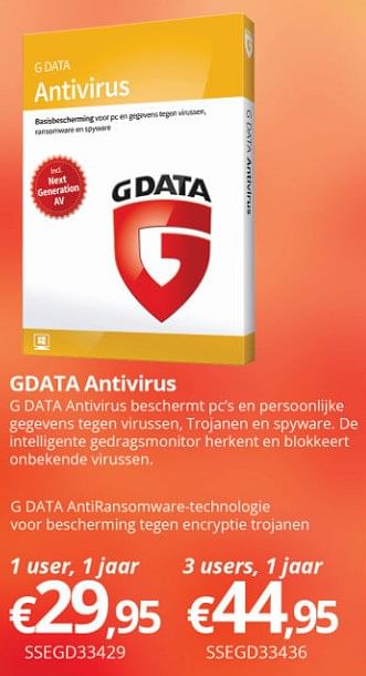 Promoties Gdata antivirus - G Data - Geldig van 16/05/2018 tot 30/06/2018 bij Compudeals