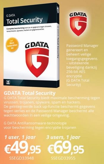 Promoties Gdata total security - G Data - Geldig van 16/05/2018 tot 30/06/2018 bij Compudeals