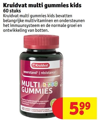 Promoties Kruidvat multi gummies kids - Huismerk - Kruidvat - Geldig van 16/04/2018 tot 30/06/2018 bij Kruidvat