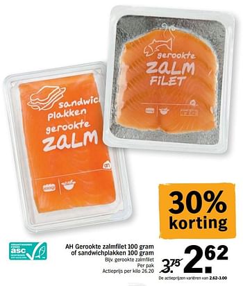 Promoties Ah gerookte zalmfilet - Huismerk - Albert Heijn - Geldig van 22/05/2018 tot 27/05/2018 bij Albert Heijn