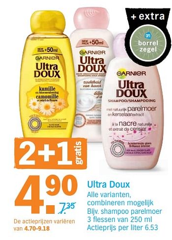 Promoties Garnier ultra doux shampoo parelmoer - Garnier - Geldig van 22/05/2018 tot 27/05/2018 bij Albert Heijn