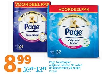 Promoties Page toiletpapier origineel schoon of kussenzacht - Page - Geldig van 22/05/2018 tot 27/05/2018 bij Albert Heijn