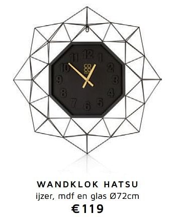 Promoties Wandklok hatsu - CoCo Maison - Geldig van 01/05/2018 tot 01/11/2018 bij Henders & Hazel
