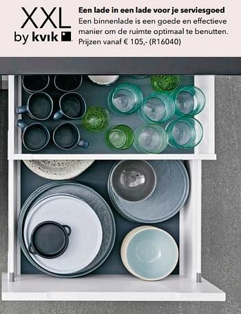 Promoties Een lade in een lade voor je serviesgoed (r16040) - Huismerk - Kvik - Geldig van 18/05/2018 tot 31/12/2018 bij Kvik Keukens