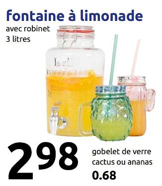 Promotions Fontaine à limonade - Produit Maison - Action - Valide de 23/05/2018 à 29/05/2018 chez Action
