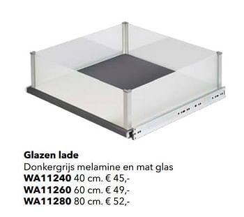 Promoties Glazen lade donkergrijs melamine en mat glas wa11240 - Huismerk - Kvik - Geldig van 18/05/2018 tot 31/12/2018 bij Kvik Keukens