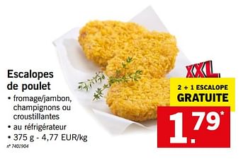 Promotions Escalopes de poulet - Produit maison - Lidl - Valide de 28/05/2018 à 02/06/2018 chez Lidl
