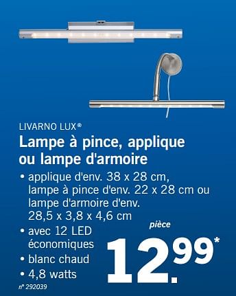 Promoties Lampe à pince, applique ou lampe d`armoire - Livarno Lux - Geldig van 28/05/2018 tot 02/06/2018 bij Lidl