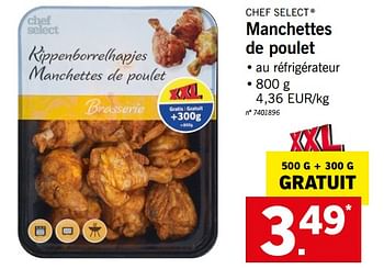 Promoties Manchettes de poulet - Chef select - Geldig van 28/05/2018 tot 02/06/2018 bij Lidl