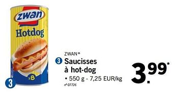 Promotions Saucisses à hot-dog - Zwan - Valide de 28/05/2018 à 02/06/2018 chez Lidl