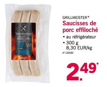 Promotions Saucisses de porc effiloché - Grill Meister - Valide de 28/05/2018 à 02/06/2018 chez Lidl