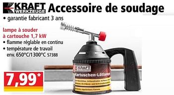 Promotions Accessoire de soudage lampe à souder à cartouche 1,7 kw - Kraft Werkzeuge - Valide de 23/05/2018 à 29/05/2018 chez Norma