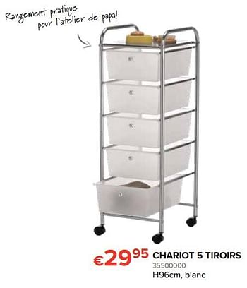 Promoties Chariot 5 tiroirs - Huismerk - Euroshop - Geldig van 25/05/2018 tot 17/06/2018 bij Euro Shop