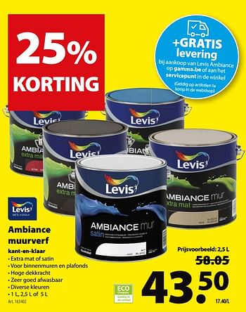 Promoties Ambiance muurverf kant-en-klaar - Levis - Geldig van 30/05/2018 tot 11/06/2018 bij Gamma