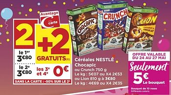 Promotions Céréales nestlé chocapic ou crunch - Nestlé - Valide de 22/05/2018 à 03/06/2018 chez Super Casino