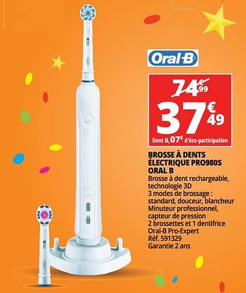 Promotions Brosse à dents électrique pro980s oral-b - Oral-B - Valide de 23/05/2018 à 29/05/2018 chez Auchan Ronq