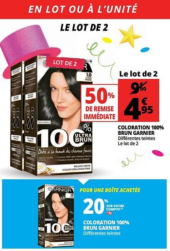 Promotions Coloration 100% brun garnier - Garnier - Valide de 23/05/2018 à 29/05/2018 chez Auchan Ronq
