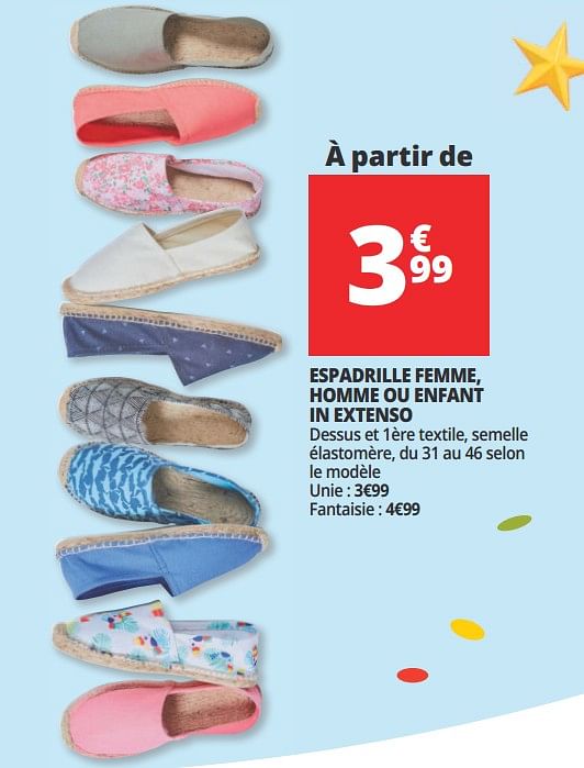 Inextenso Espadrille femme homme ou enfant inextenso En