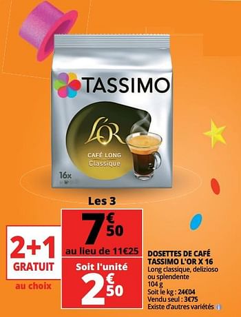 Promotions Dosettes de café tassimo l`or x 16 - Tassimo - Valide de 23/05/2018 à 29/05/2018 chez Auchan Ronq