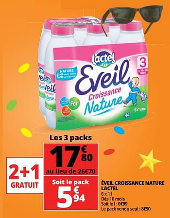 Promotions Éveil croissance nature lactel - Lactel - Valide de 23/05/2018 à 29/05/2018 chez Auchan Ronq