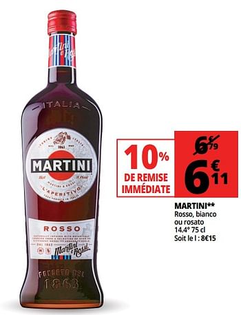 Promotions Martini rosso, bianco ou rosato - Martini - Valide de 23/05/2018 à 29/05/2018 chez Auchan Ronq