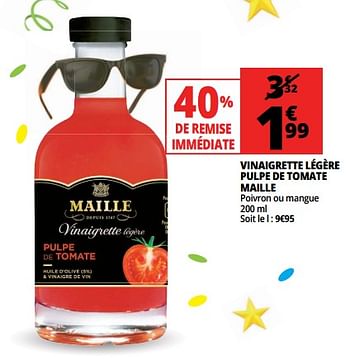 Promotions Vinaigrette légère pulpe de tomate maille - Maille - Valide de 23/05/2018 à 29/05/2018 chez Auchan Ronq