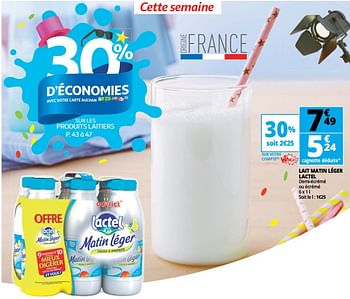 Promotions Lait matin léger lactel - Lactel - Valide de 23/05/2018 à 29/05/2018 chez Auchan Ronq