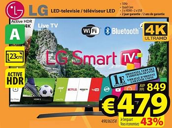 Promoties Lg led-televisie - téléviseur led 49uj635v - LG - Geldig van 23/05/2018 tot 30/05/2018 bij ElectroStock
