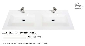 Promoties Plans de toilette pour meubles de salle de bains en profondeur lavabo blanc mat - bt04121 - Huismerk - Kvik - Geldig van 18/05/2018 tot 31/12/2018 bij Kvik Keukens
