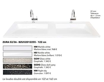 Promotions Plans de toilette pour meubles de salle de bains en profondeur zura 52-36 - bzu52d12255 - Huismerk - Kvik - Valide de 18/05/2018 à 31/12/2018 chez Kvik Keukens