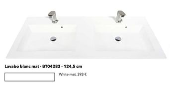 Promotions Plans de toilette pour meubles de salle de bains senti, modu et tinta en profondeur lavabo blanc mat - bt04283 - Huismerk - Kvik - Valide de 18/05/2018 à 31/12/2018 chez Kvik Keukens