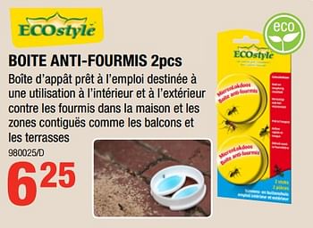 Promotions Boite anti-fourmis - Ecostyle - Valide de 17/05/2018 à 27/05/2018 chez HandyHome