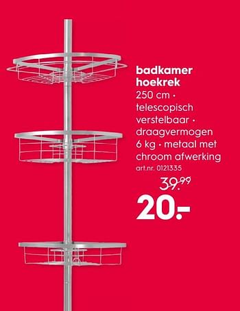 Promotions Badkamer hoekrek - Produit maison - Blokker - Valide de 14/05/2018 à 27/05/2018 chez Blokker