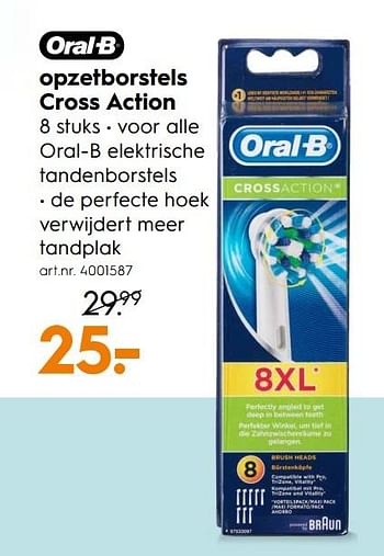 Promoties Opzetborstels cross action - Oral-B - Geldig van 14/05/2018 tot 27/05/2018 bij Blokker