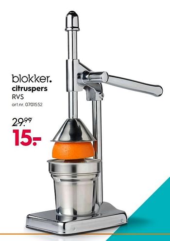 Promotions Citruspers rvs - Produit maison - Blokker - Valide de 21/05/2018 à 27/05/2018 chez Blokker