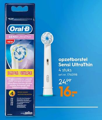 Promotions Opzetborstels sensi ultrathin - Oral-B - Valide de 21/05/2018 à 27/05/2018 chez Blokker