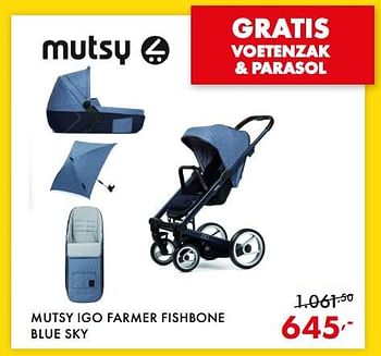 Promoties Mutsy igo farmer fishbone, blue sky - Mutsy - Geldig van 22/05/2018 tot 02/06/2018 bij Baby & Tiener Megastore