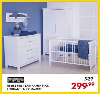 Promoties Bebies first babykamer nick ledikant en commode - bebiesfirst - Geldig van 22/05/2018 tot 02/06/2018 bij Baby & Tiener Megastore