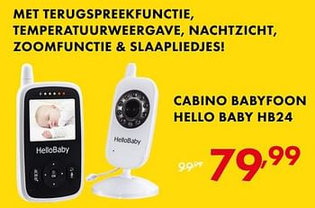 Promoties Cabino babyfoon hello baby hb24 - Cabino - Geldig van 22/05/2018 tot 02/06/2018 bij Baby & Tiener Megastore