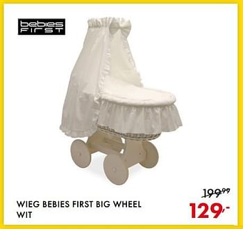 Promoties Wieg bebies first big wheel wit - bebiesfirst - Geldig van 22/05/2018 tot 02/06/2018 bij Baby & Tiener Megastore
