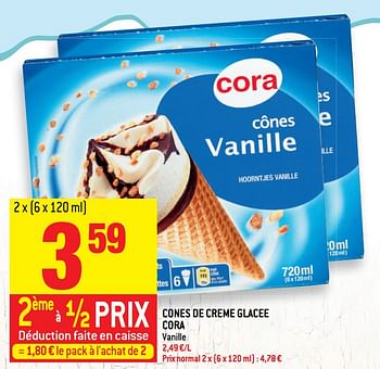 Promotions Cones de creme glacee cora - Produit maison - Match - Valide de 23/05/2018 à 29/05/2018 chez Match