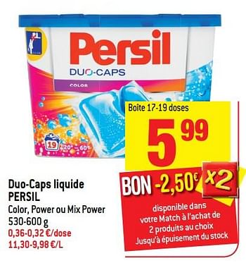 Promoties Duo-caps liquide persil - Persil - Geldig van 23/05/2018 tot 29/05/2018 bij Match